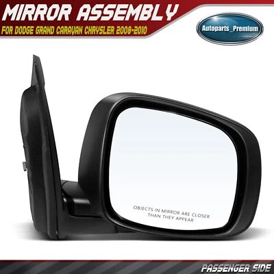 Espejo retrovisor liso negro pasajero para Dodge Grand Caravan Chrysler Town & Country Foto 1 de 4