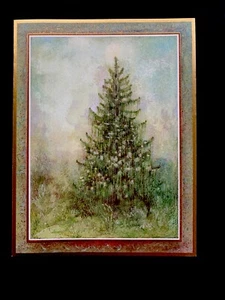 1 Tarjeta de Felicitación de Navidad Ursula Arndt Caspari Hermoso Árbol Decorado Naturalmente de Colección - Imagen 1 de 3