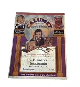 Calumet Baking Powder Tablet Notebook Early 1900s Radio Station WQJ Advertising - Picture 1 of 5