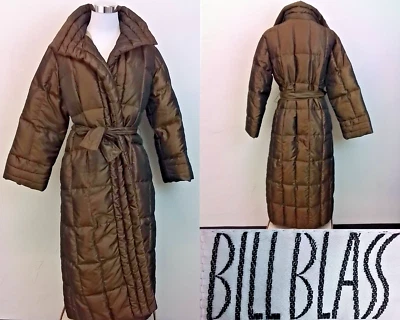 Vintage Bill Blass Down Coat Women's 12 Brown Metallic Belted  #J3315 - Image 1 of 4