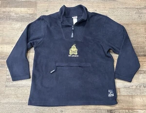 Vintage Dr. Seuss Embroidered Grinch Quarter Zip Fleece Sweatshirt Blue - Picture 1 of 11