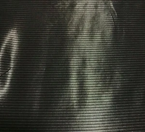 SHIRT FABRIC BLACK AND LIGHT BROWN STRIPED STRETCH SHINY -SOLD BY THE METRE - Picture 1 of 7