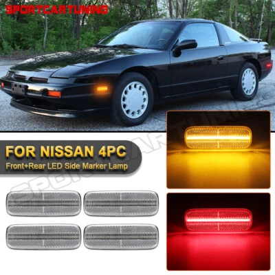 4PCS Clear Front Fender Side Marker Light For 89-1994 Nissan 240SX S13 Amber+Red Foto 1 de 4