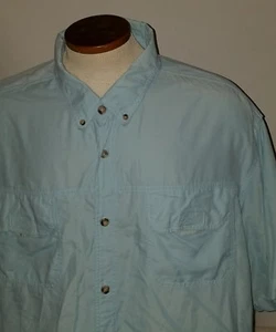 All American Fisherman Nylon Short Sleeve Button-Up Shirt 2XL Vented Light Blue - Picture 1 of 6