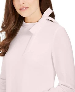 New Calvin Klein CHERRY BLOSSOM Long Sleeve Shift Dress Tie Neck size 8 - Picture 1 of 11