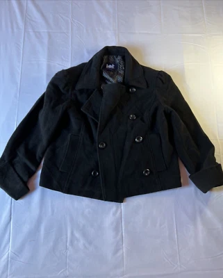 LEI Lana Mujer Chaqueta Talla XL Negro Botón Talla Mediana Doble Lado Botón Foto 1 de 4