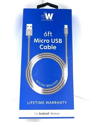 Just Wireless Durable Nylon Braided 6 Ft. USB A to Micro USB Cable for Android - Image 1 of 2