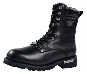 Herren Motorradstiefel YKK Reißverschluss Schnürung Kampf inspiriert PU Leder niedriger Absatz - Bild 1 von 4