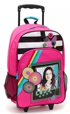 Girls Pink Disney Soy Luna Pull Along Suitcase On Wheels Trolley Cabin Bag New - Image 1 of 3