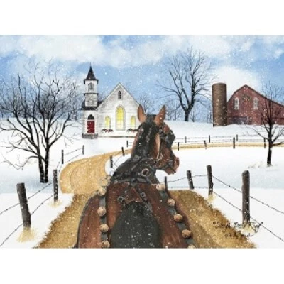Billy Jacobs  "SLEIGH BELLS RING"   8"x10" Canvas Print - Winter Farmhouse - Image 1 of 2