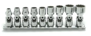 KOKEN #2445A/9 - 1/4" SQ.DR. UNIVERSAL SOCKET SET 3-1/6-9/16 12 POINT 150MM 9PC - Picture 1 of 3