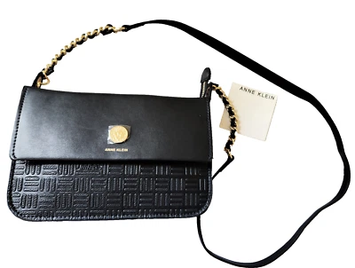 NUEVO CON ETIQUETAS Anne Klein Negro Repujado León TZ Xbody Bandolera Elegante Cartera Bolso de Mano $68 Foto 1 de 4