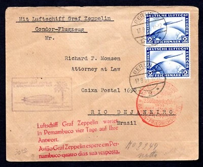 GERMANY 1931 BRAZIL GRAF ZEPPELIN CONDOR FLIGHT, BERLIN TO RIO DE JANEIRO - Image 1 of 2