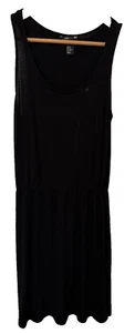 H&M Basic Midikleid schwarz Jersey U-Ausschnitt ärmellos Gummibund Blouson M - Bild 1 von 11