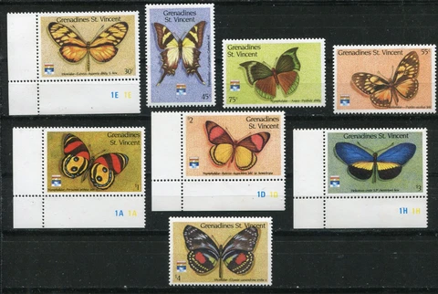 1992 ST VINCENT GRENADINES, BUTTERFLIES, Scott 884-887,889-892. 8 VALUES, MNH Cover