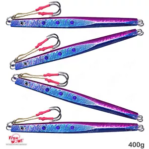 4 Stück Fish WOW 400g Speed Jig 14oz Vertical Trolling Köder Messer Jigging Blau Pink - Bild 1 von 10