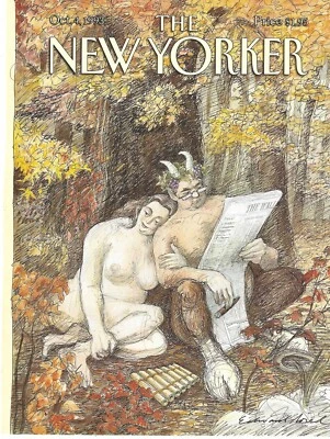 New Yorker Magazine Cover Only  October 4 1993  Edward Sorel Nymph Faun Woods - Imagem 1 de 4