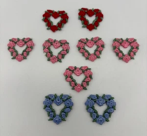 Heart Shaped Rose/Floral Applique Set Of 9 Sew On - Picture 1 of 6