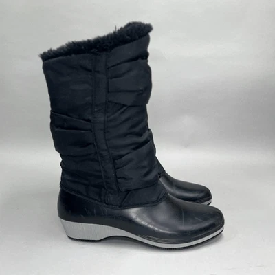Sears Boots Women's 8 Vintage Black Rubber Insulated Outdoor Winter Rain Boots Foto 1 de 4
