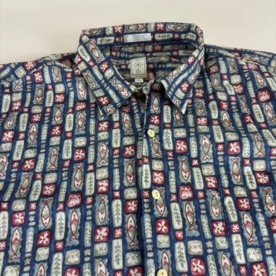 Vintage Burma Bibas Men’s XXL Button Up Shirt 50 Singles Lawn Size 2XL Geometric - Image 1 of 4