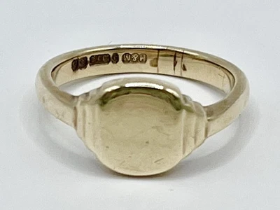 9ct Gold Signet Ring Size M 1/2 — 第 1/4 张图片