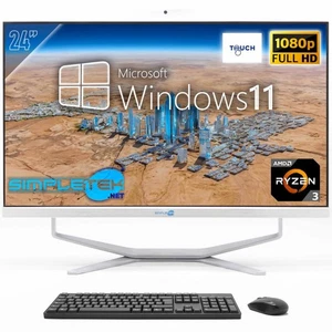 PC All IN One 24 " FHD Touchscreen Win11 AMD Ryzen 3 8gb 120gb Fixed Webcam 2k_ - Picture 1 of 9