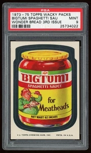 1975 Topps Wacky Packages Sticker Bigtumi Spaghetti Wonder Bread 3rd PSA 9 - Picture 1 of 2