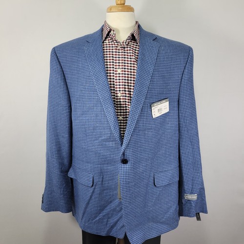 Blazer cappotto sportivo uomo Michael Kors Kalina pied de poule lana seta lino blu 52R