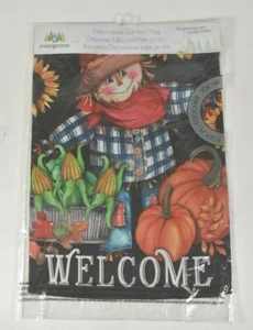 Evergreen Decorative Garden Flag Scarecrow Welcome Sign ONLY 12.5" x 18" - Picture 1 of 7