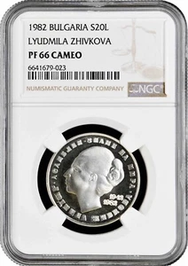 Bulgaria 20 leva 1982, NGC PF66 CAM, "40th Anniv. - Birth of Lyudmila Zhivkova" - Picture 1 of 2
