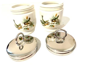 Royal Worcester Vintage Wren And Finch Porcelain Egg Coddlers Set Of Two - Picture 1 of 5