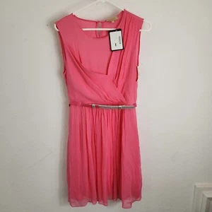 Ports 1961 Kleid Damen 10 Flirty Gürtel Hot Pink Seide Ärmellos Resort Neu mit Etikett - Bild 1 von 11