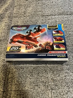 Micro Machines Fire & Rescue Cargo Transporter Playset Plane Holds 16+ Vehicles - Image 1 of 4