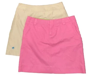 2X LILLY PULITZER rosa Rock beige Skort Baumwolle Mini Palme Taschen Größe 0 - Bild 1 von 24