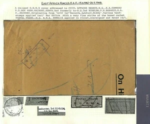 BOIC MEF SOMALIA Reused Official Cover CIVIL AFFAIRS BRANCH Kenya 1946 MS3873 - Picture 1 of 9