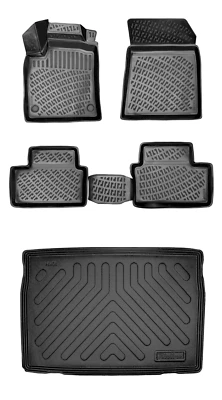 Floor Mats + Cargo Trunk Liner for Renault Clio 5 E-Tech 2023-2025 Black SET - Imagem 1 de 4
