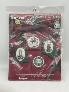 JANLYNN Counted Cross Stitch Ornament Kit #50-822 Noel Set of 4 Vintage 1987 NOS - Picture 1 of 5