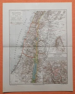 Palästina Israel Judäa Galiläa Gaza Samaria Libanon Jerusalem LANDKARTE 1908 - Picture 1 of 1