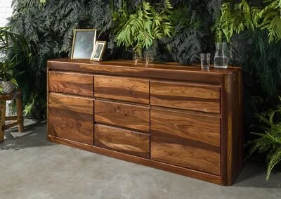 Sideboard natur Massivholz Kommode Holz Palisander Sheesham massiv 185x80cm - Bild 1 von 4