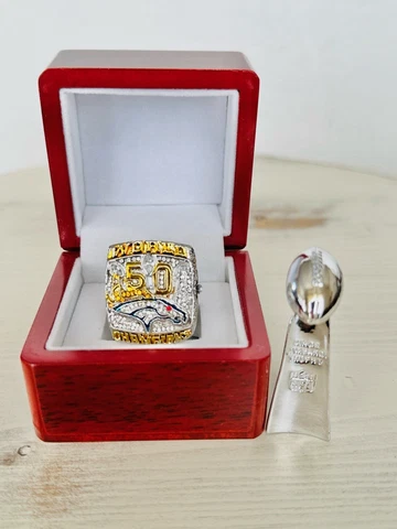 2015 Denver Broncos Championship Ring W Box + Trophy, Manning, US SHIP Cover