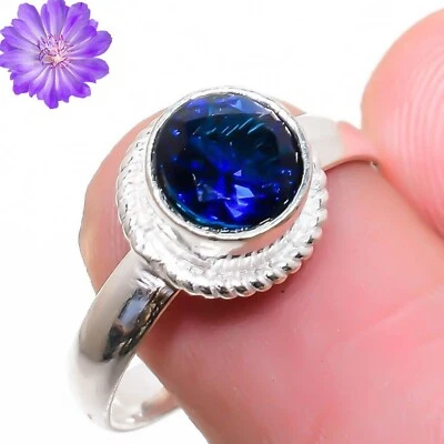 Blue Iolite Gemstone 925 Sterling Silver Ring Handmade Jewelry Ring - Image 1 of 3