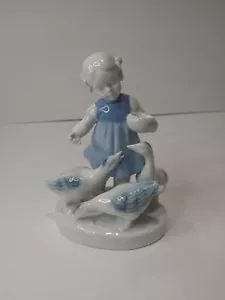 GEROLD PORZELLAN FIGURE 7" Vintage Girl w/ geese Bavaria West Germany - Picture 1 of 10