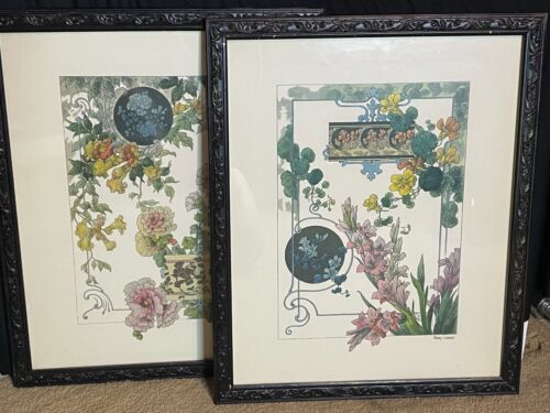 Set Framed Art Nouveau Floral Botanical Framed Flower Prints Henry Lambert 16x20
