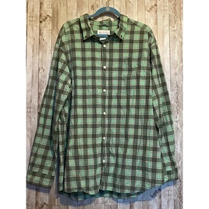Men's Columbia Green Plaid Casual Dress Button Long Sleeve Shirt Size XXL 2X - Picture 1 of 12