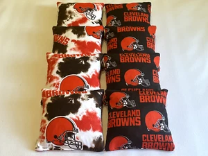 CLEVELAND BROWNS CORNHOLE BEAN BAGS SET OF 8 QUALITY CORN HOLE BAG TOSS GAME - Picture 1 of 1