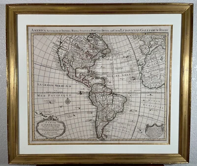 Mapa del mundo de Guillaume Delisle Covens & Mortier Américas coloreado a mano siglo XVIII Foto 1 de 4