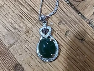 Emerald Pendant 925 Sterling Silver Necklace - Picture 1 of 2