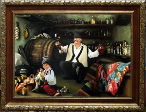 Print on Canvas of Oil Painting Arseni ~ WINEMAKER 11" X 8" NO FRAME Art USA - Picture 1 of 10