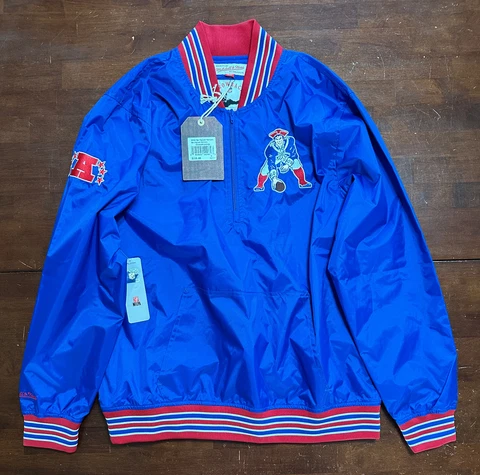 Mitchell & Ness NFL New England Patriots Throwback 1/3 Zip Pullover Jacket, M Cover
