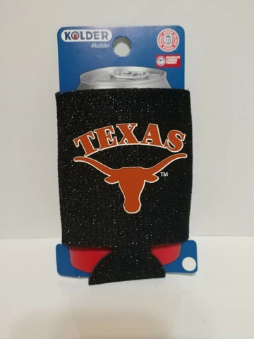 Texas Longhorns 12oz Can Beer Glitter Foam Koozie Cooler Cover